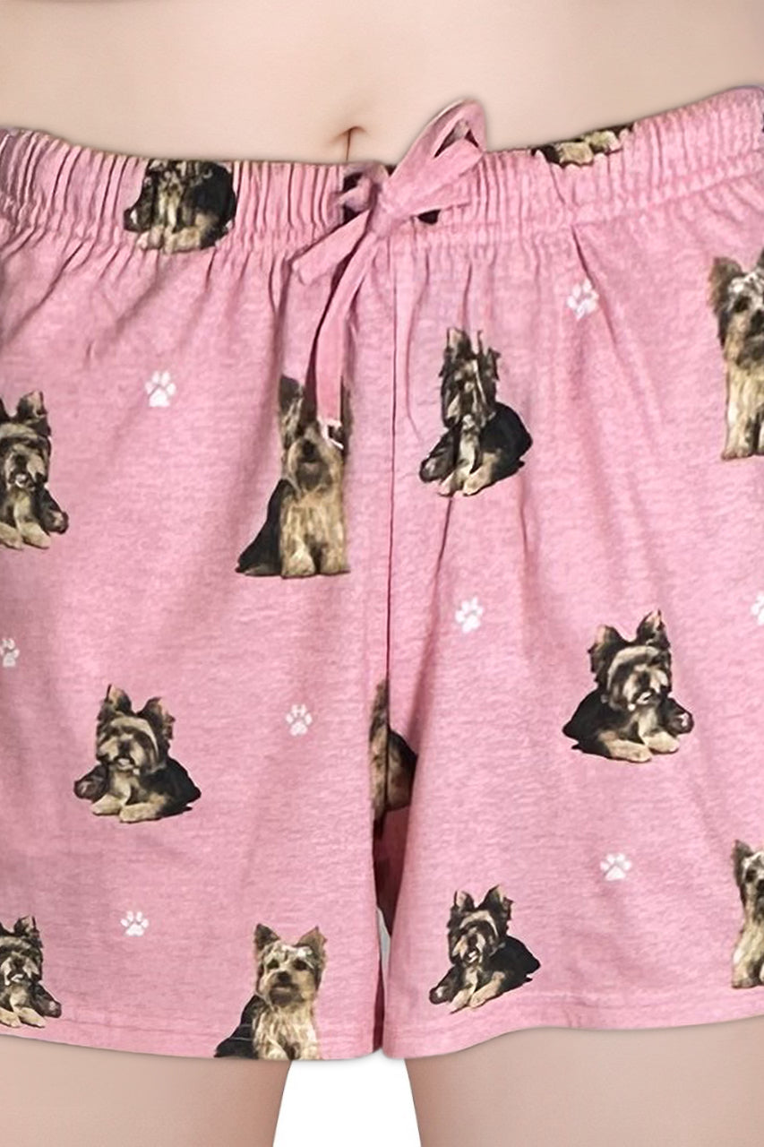 Yorkie Dog Print Womens Soft Lounge Shorts