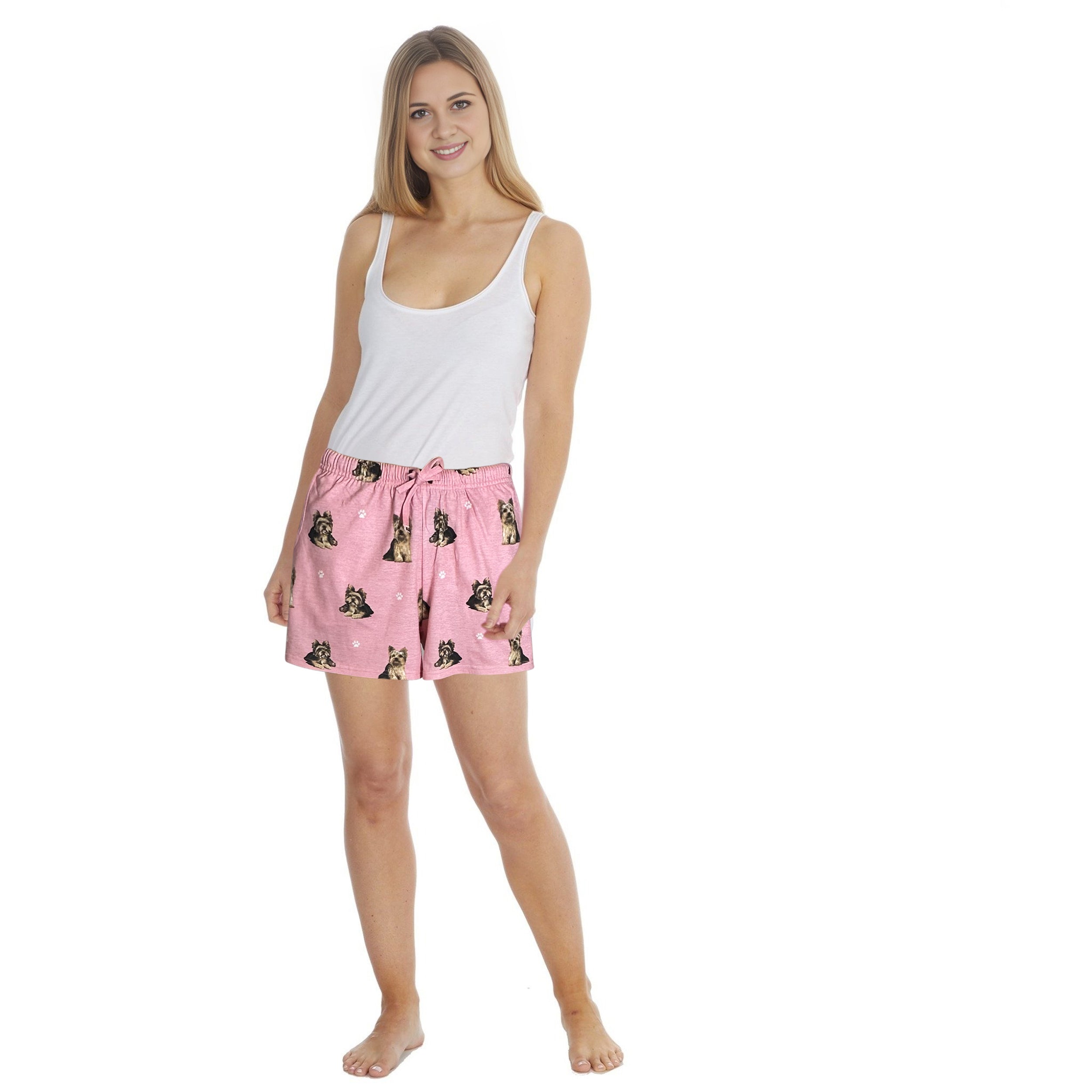 Yorkie Dog Print Womens Soft Lounge Shorts