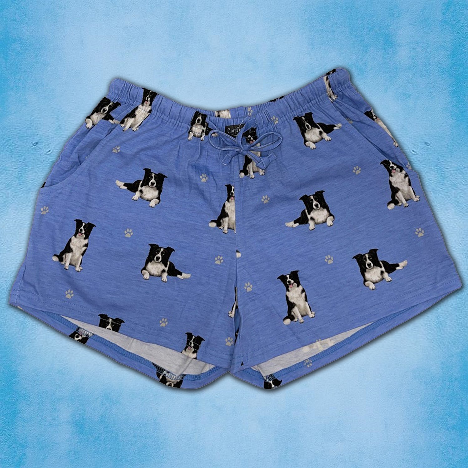 Border Collie Womens Dog Print Lounge Shorts
