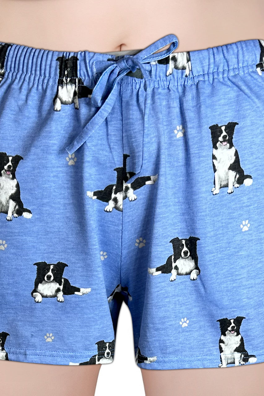 Border Collie Womens Dog Print Lounge Shorts