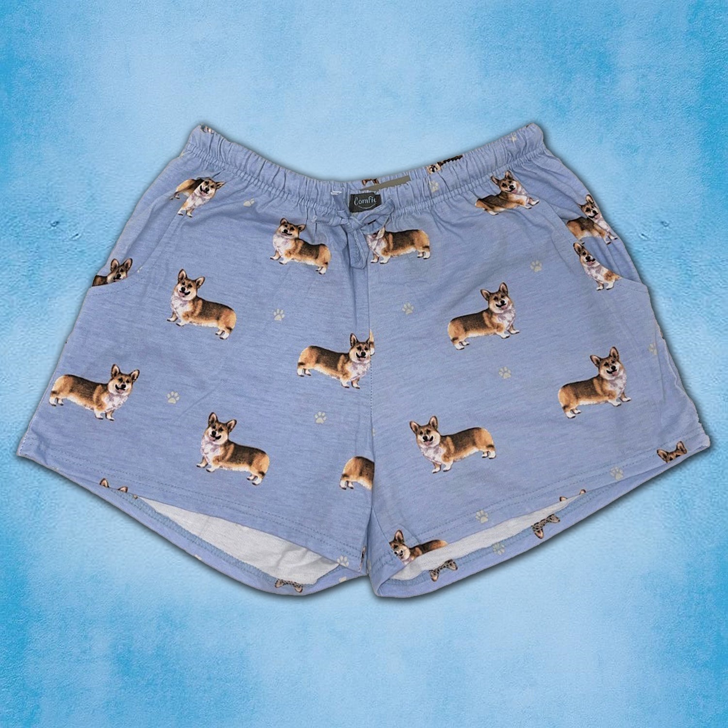 Cute Welsh Corgi Print Womens Lounge Shorts