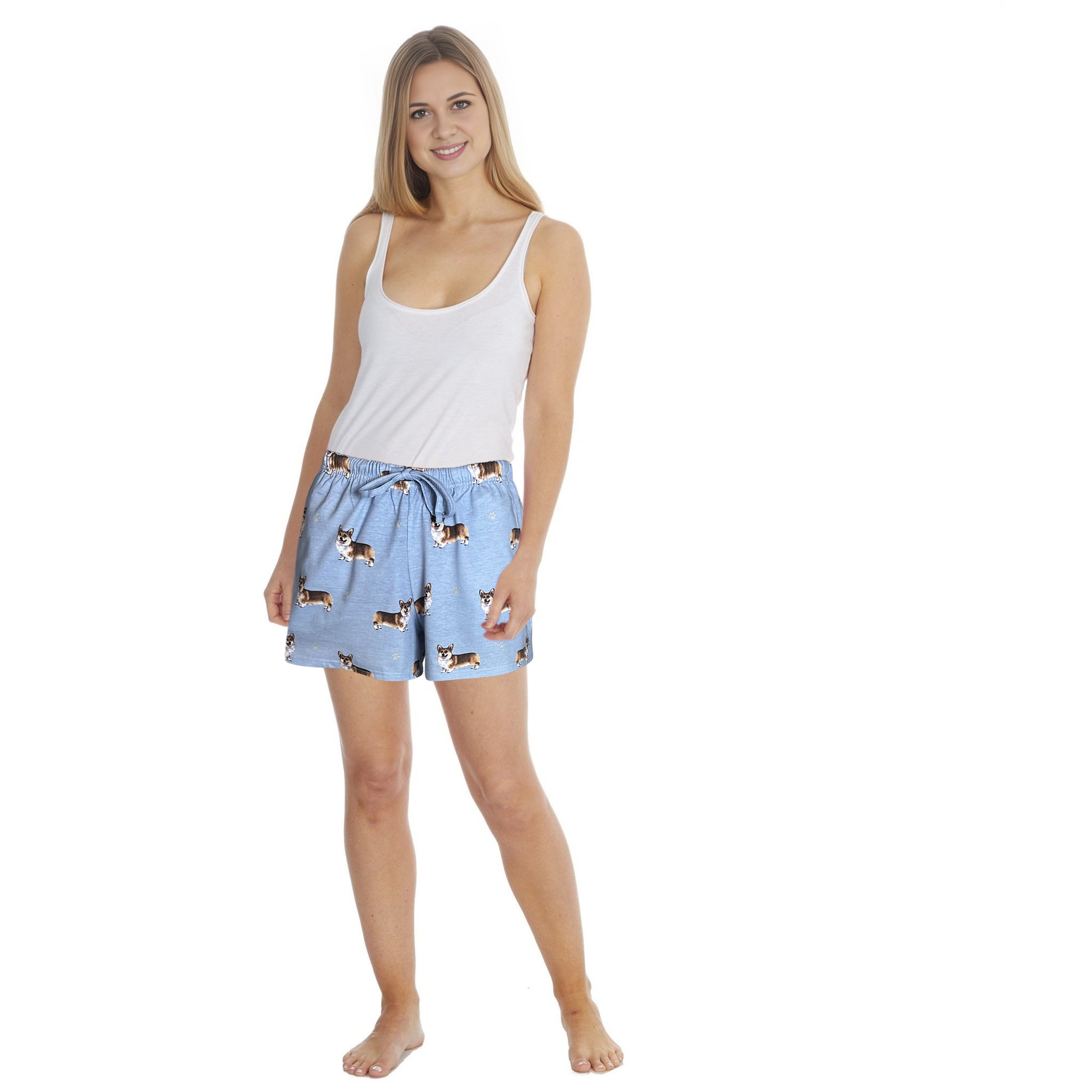 Cute Welsh Corgi Print Womens Lounge Shorts