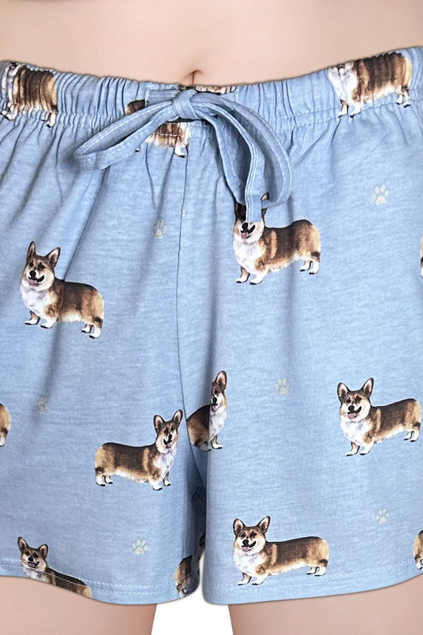 Cute Welsh Corgi Print Womens Lounge Shorts