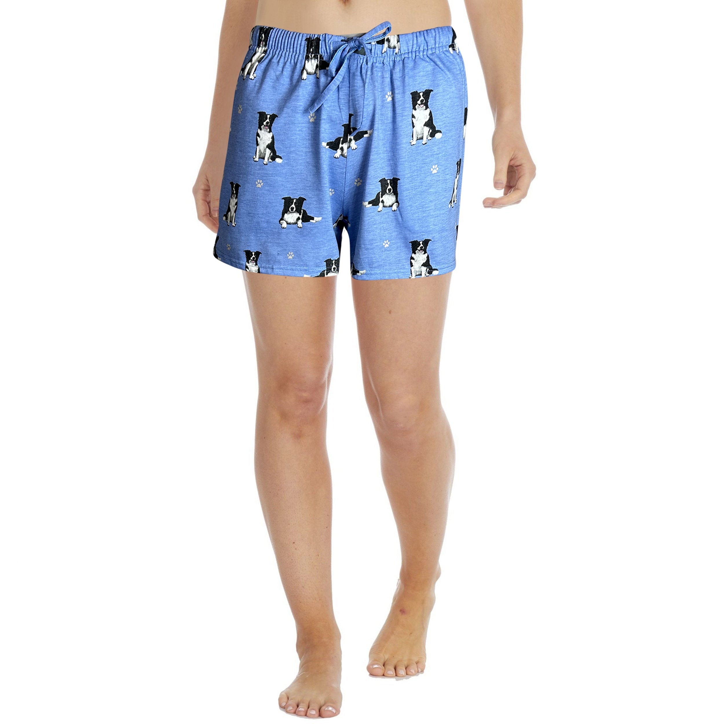 Border Collie Womens Dog Print Lounge Shorts