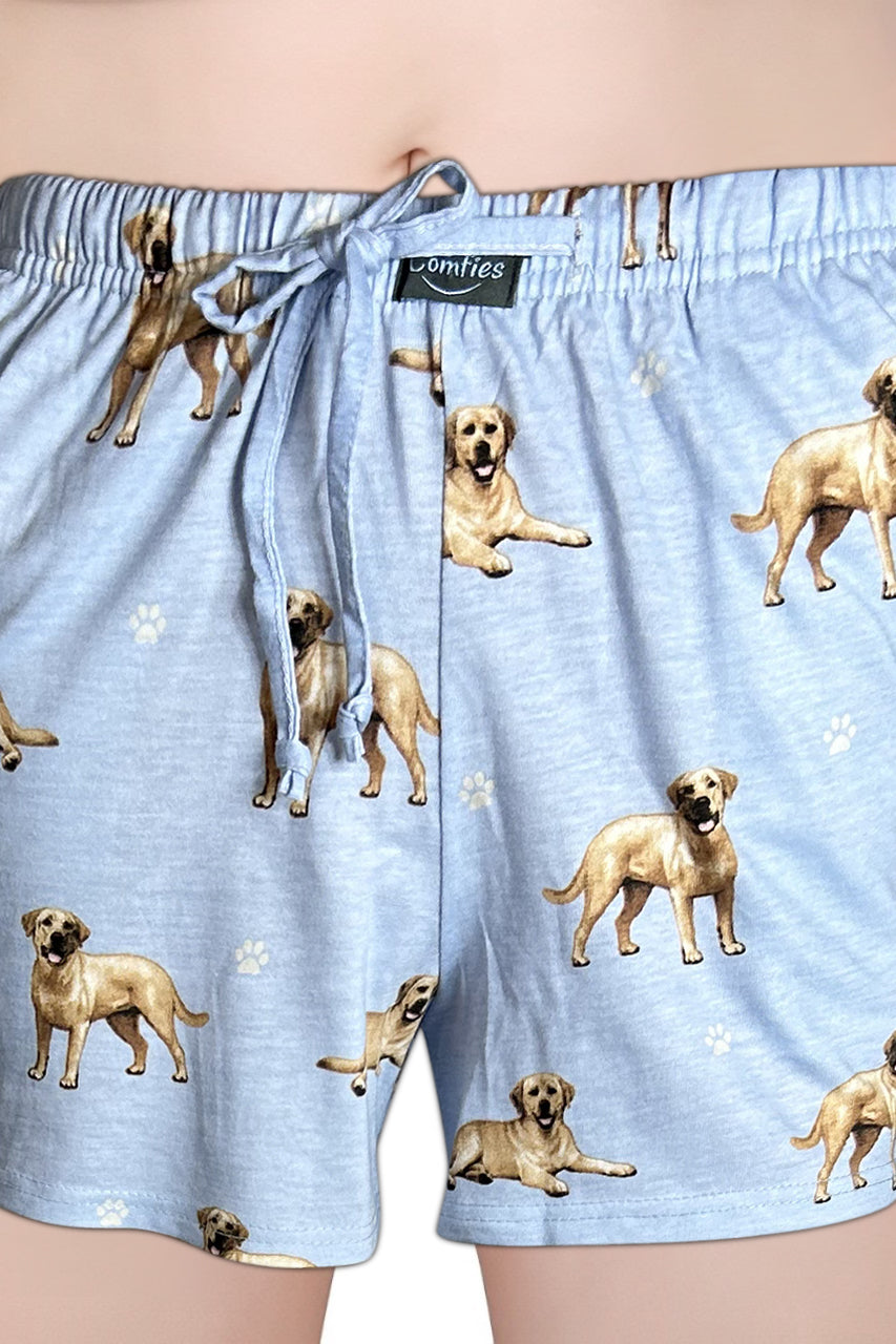 Labrador Yellow Womens Lounge Shorts - Comfy Dog Print Pet Lover Gift