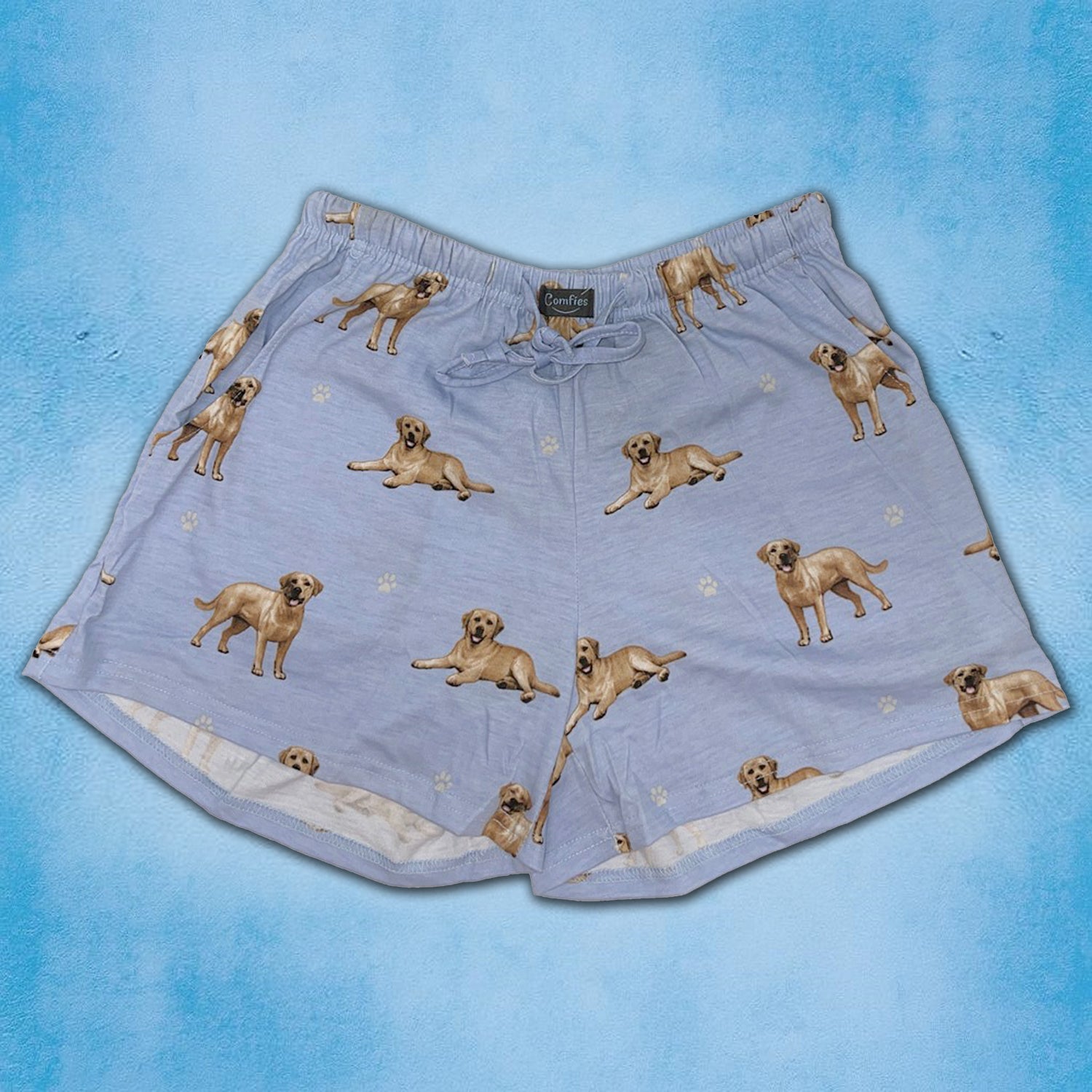 Labrador Yellow Womens Lounge Shorts - Comfy Dog Print Pet Lover Gift