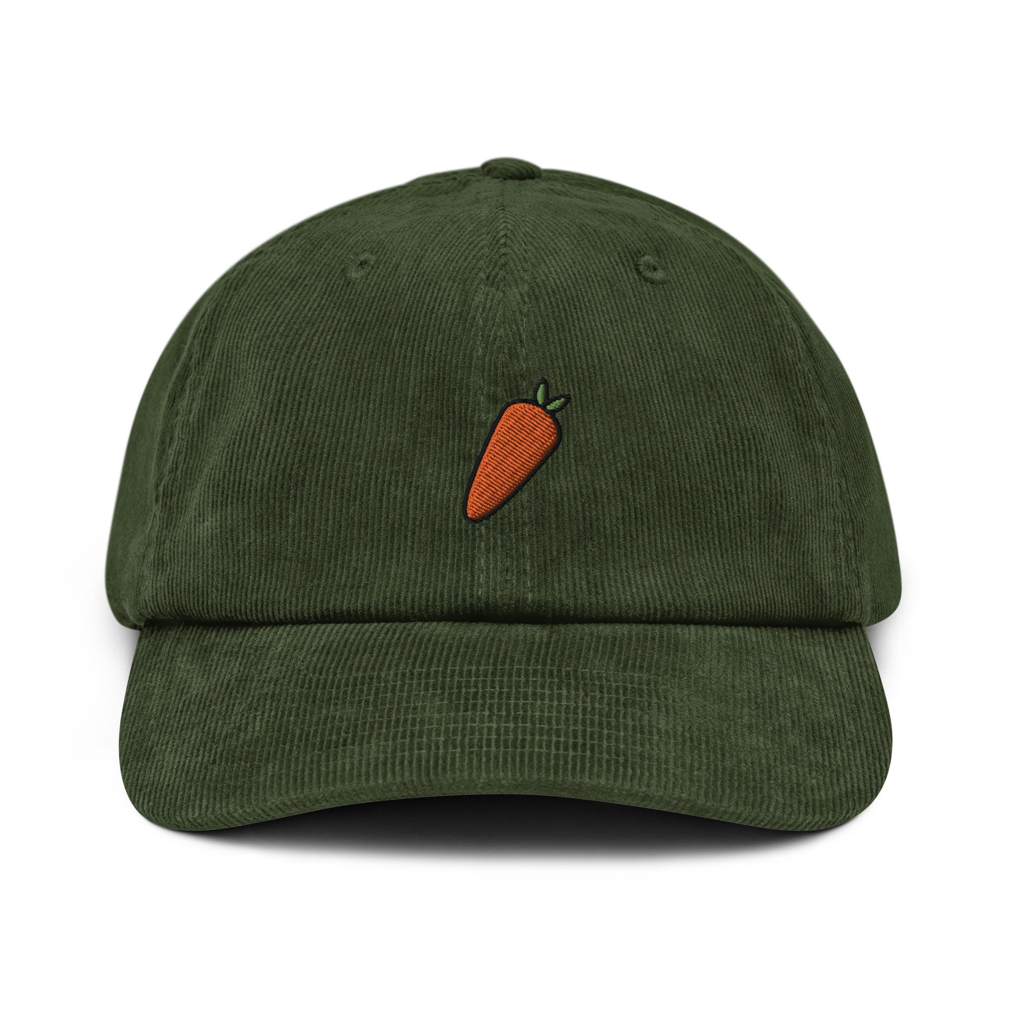 Carrot Embroidered Corduroy Dad Hat, Handmade Corduroy Baseball Cap Gift - Multiple Colors