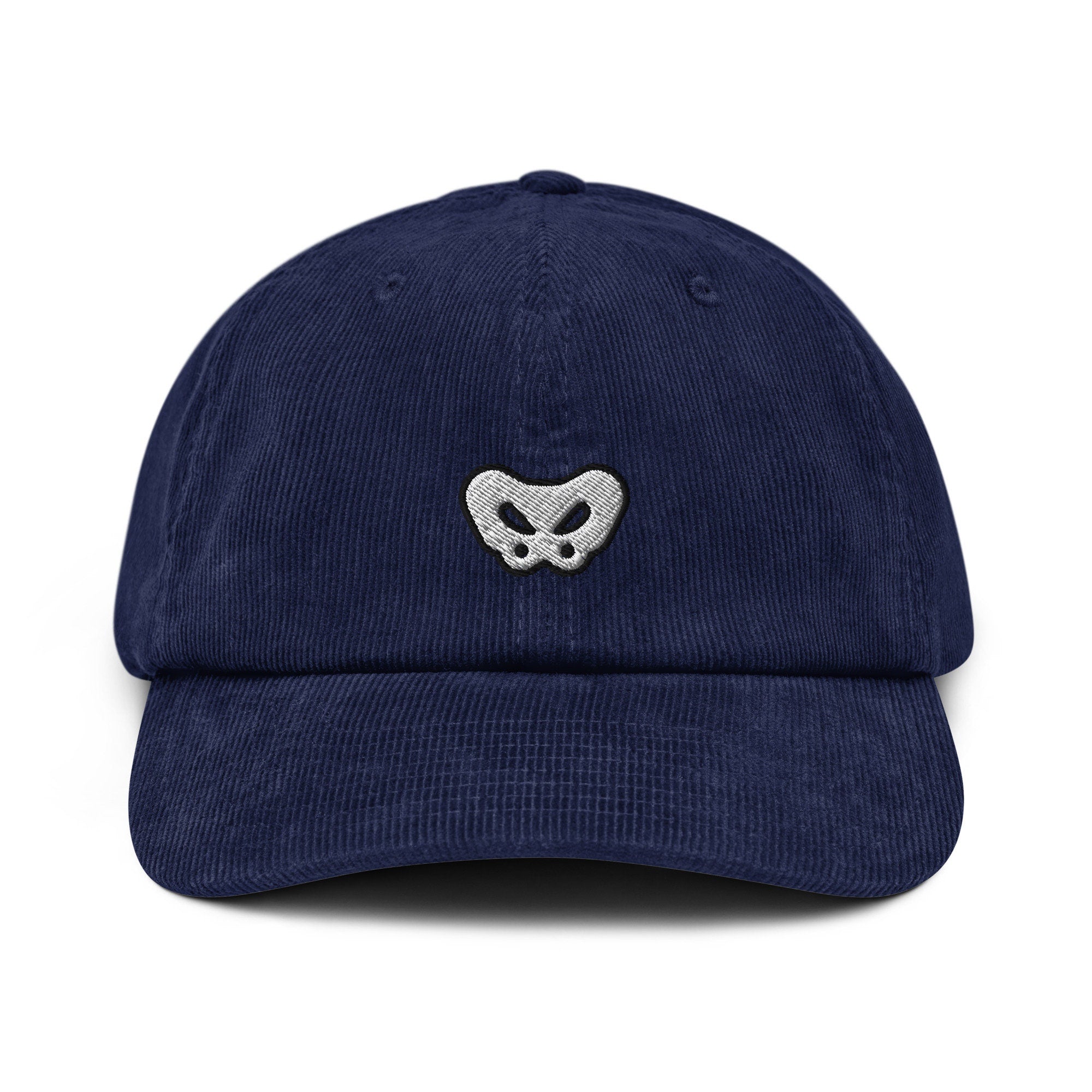 Pelvis Bone Corduroy Hat, Handmade Embroidered Corduroy Dad Cap - Multiple Colors