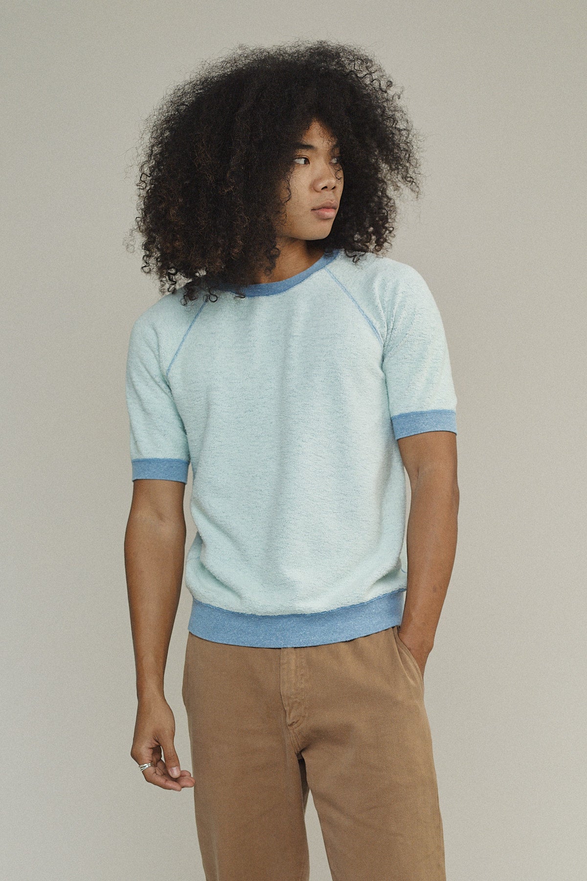Heathered Short Sleeve Raglan Sherpa Sweatshirt